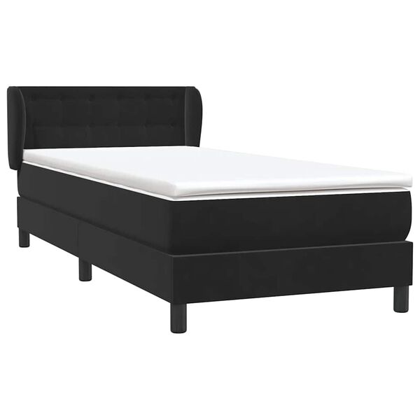 vidaXL Sommier &agrave; lattes de lit avec matelas noir 80x220 cm velours