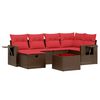 vidaXL Ensemble de canap&eacute; de jardin 6 pcs avec coussins marron r&eacute;sine tress&eacute;e