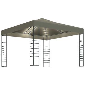 vidaXL Chapiteau avec guirlande lumineuse &agrave; LED 3x3 m Taupe
