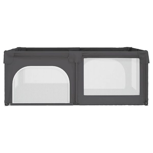 vidaXL Parc pour b&eacute;b&eacute; avec 2 portes Gris fonc&eacute; Tissu Oxford