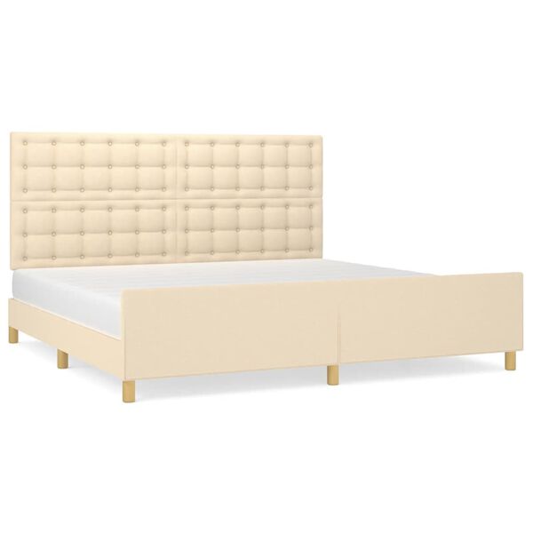 vidaXL Cadre de lit sans matelas cr&egrave;me 200x200 cm tissu