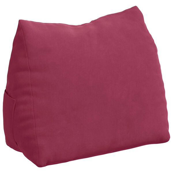 vidaXL Coussin de Dos Bordeaux 45 x 20 x 35 cm Tissu en velours c&ocirc;tel&eacute;