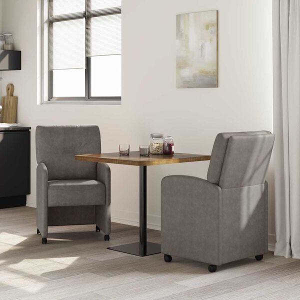 vidaXL Chaises de Salle à Manger avec Roues 2 pcs Gris 57 x 67 x 95 cm