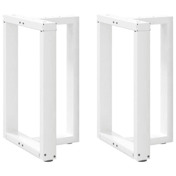 vidaXL Pieds de table &agrave; manger en T, 2 pi&egrave;ces, blanc, 60 x 35 x (72-73) cm, acier