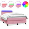 vidaXL Sommier &agrave; lattes de lit avec matelas et LED rose 120x220 cm velours