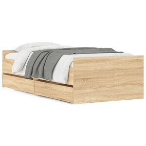 vidaXL Cadre de lit sans matelas ch&ecirc;ne sonoma 75x190 cm