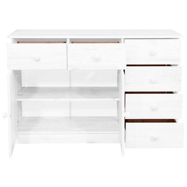 vidaXL Buffet 6 tiroirs Blanc 113x35x73 cm Bois de pin massif
