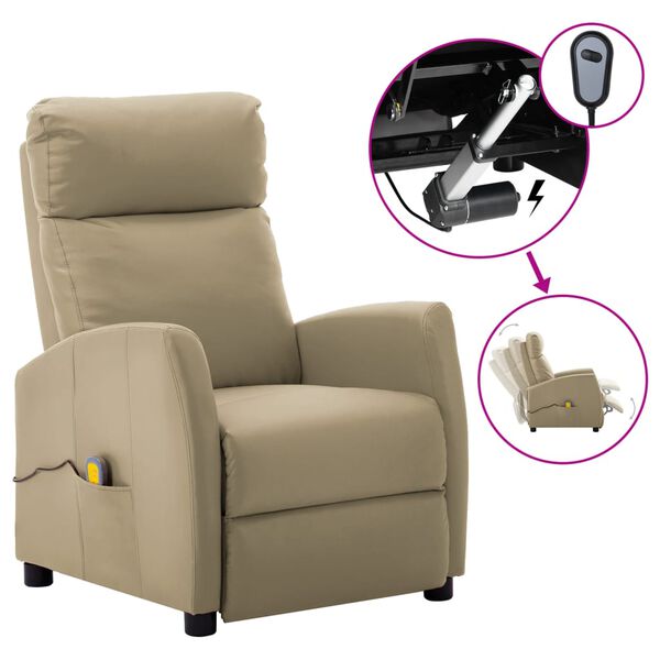 vidaXL Fauteuil de massage &eacute;lectrique Cappuccino Similicuir