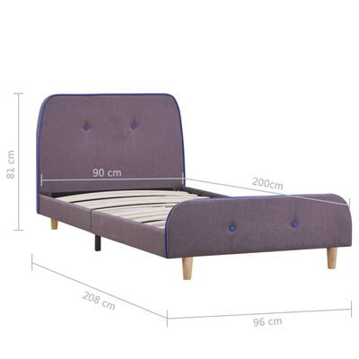 vidaXL Cadre de lit sans matelas taupe tissu 90x200 cm