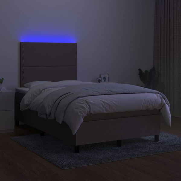 vidaXL Sommier &agrave; lattes de lit et matelas et LED Taupe 120x200cm Tissu