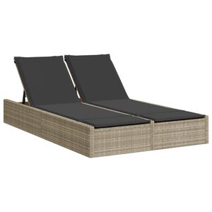 vidaXL Chaise longue double avec coussins gris clair r&eacute;sine tress&eacute;e