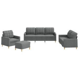 vidaXL Ensemble de canap&eacute;s 4 pcs avec coussins Gris fonc&eacute; Tissu