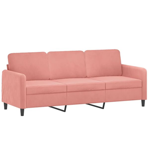 vidaXL Canap&eacute; &agrave; 3 places avec repose-pieds Rose 180 cm Velours