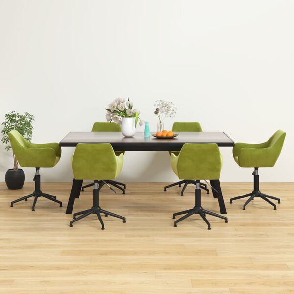 vidaXL Chaises pivotantes &agrave; manger lot de 6 vert clair velours