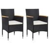 vidaXL Ensemble &agrave; d&icirc;ner de jardin avec coussins 3 pcs poly rotin noir