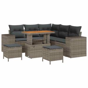 vidaXL Ensemble de canap&eacute; de jardin avec coussin 8 pcs Gris polyrotin