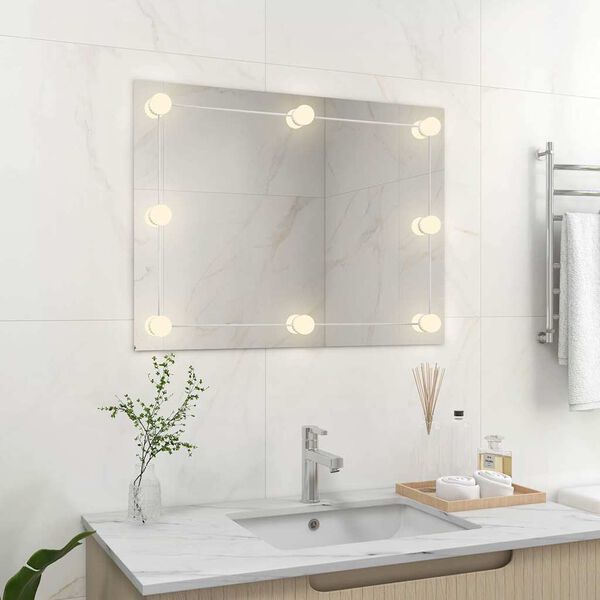 vidaXL Miroir mural sans cadre avec lampes LED Rectangulaire Verre