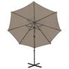 vidaXL Parasol de jardin en porte-à-faux et mât et lumières LED taupe