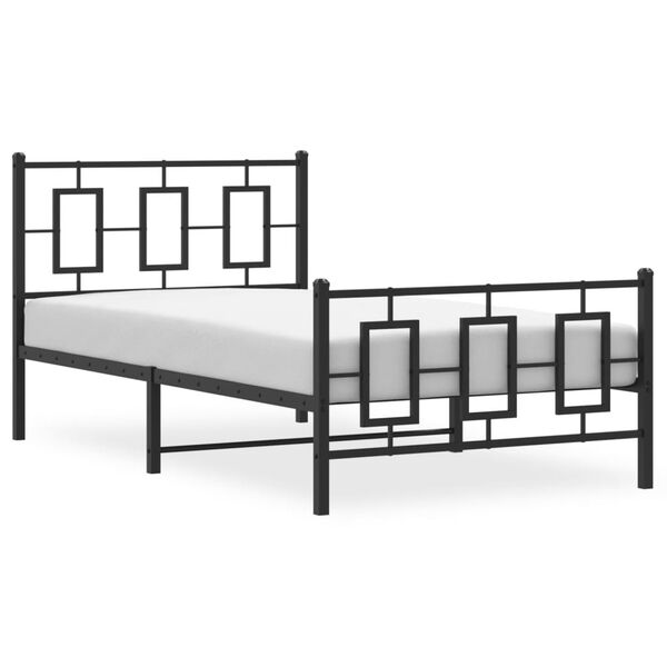 vidaXL Cadre de lit métal sans matelas et pied de lit noir 100x200 cm