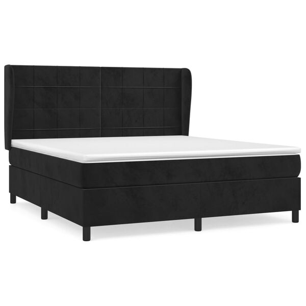 vidaXL Sommier &agrave; lattes de lit avec matelas Noir 180x200 cm Velours