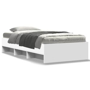 vidaXL Cadre de lit sans matelas blanc 75x190 cm bois d'ing&eacute;nierie