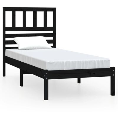 vidaXL Cadre de lit sans matelas noir 90x190 cm bois de pin massif