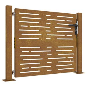 vidaXL Portail de jardin 100x75 cm en acier Corten, design carr&eacute;