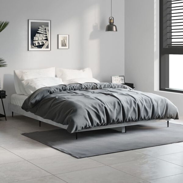 vidaXL Cadre de lit sans matelas gris b&eacute;ton 135x190 cm