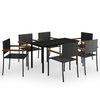 vidaXL Ensemble &agrave; manger de jardin 7 pcs Noir