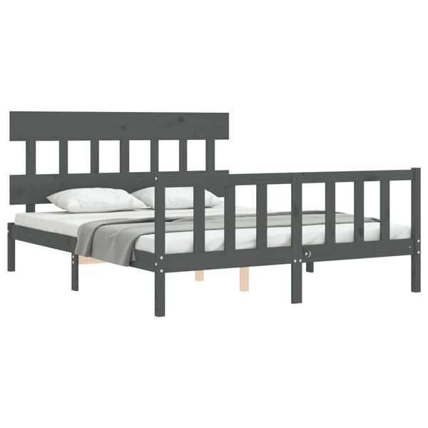 vidaXL Cadre de lit sans matelas gris bois de pin massif