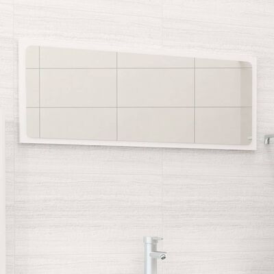 vidaXL Miroir de salle de bain Blanc brillant 90x1,5x37 cm Aggloméré