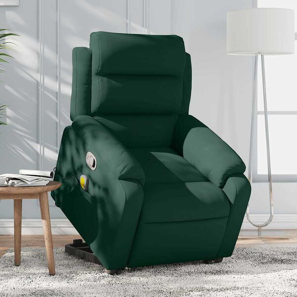 vidaXL Fauteuil inclinable Vert fonc&eacute; Velours