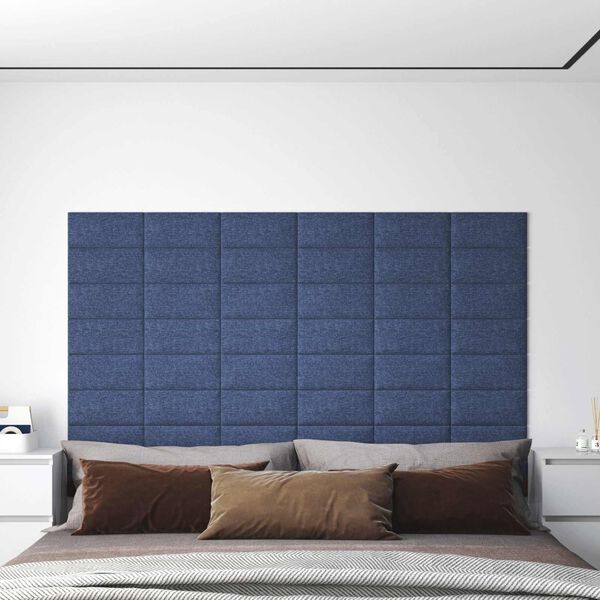 vidaXL T&ecirc;te de lit murale 12 pcs Bleu 30 x 15 cm tissu