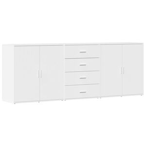 vidaXL Buffets 3 pcs Blanc Bois d'ing&eacute;nierie