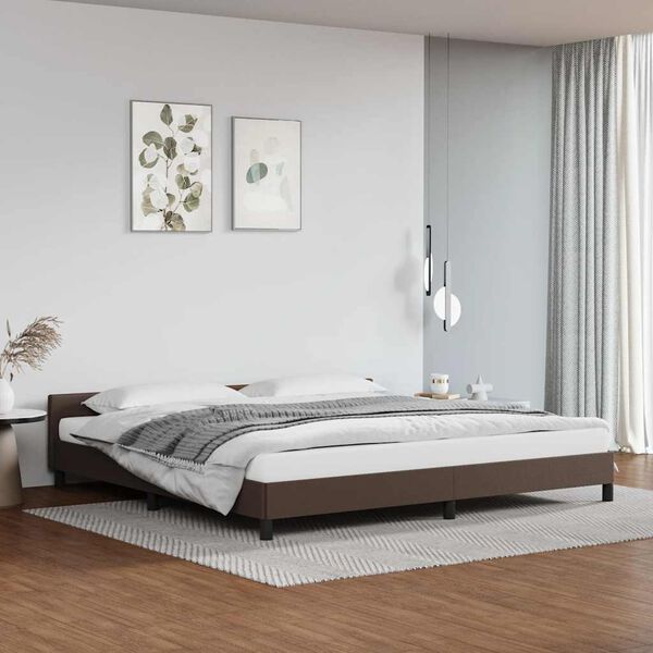 vidaXL Cadre de lit avec t&ecirc;te de lit sans matelas marron 200x200 cm