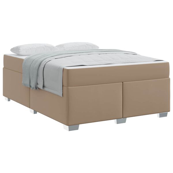vidaXL Cadre de lit avec matelas Cappuccino 140 x 200 cm tissu