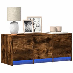 vidaXL Meuble TV avec LED ch&ecirc;ne fum&eacute; 97x34x40 cm bois d'ing&eacute;nierie