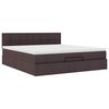 vidaXL Lit ottoman avec matelas et LED Marron fonc&eacute; 180x200 cm tissu