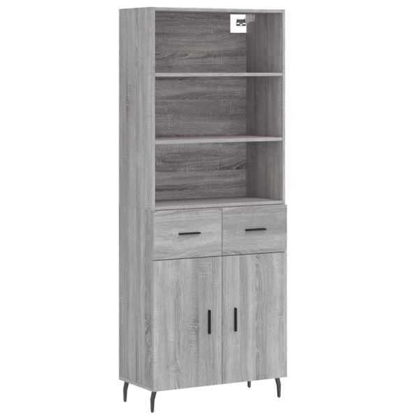 vidaXL Buffet haut Sonoma gris 69,5x34x180 cm Bois d'ing&eacute;nierie