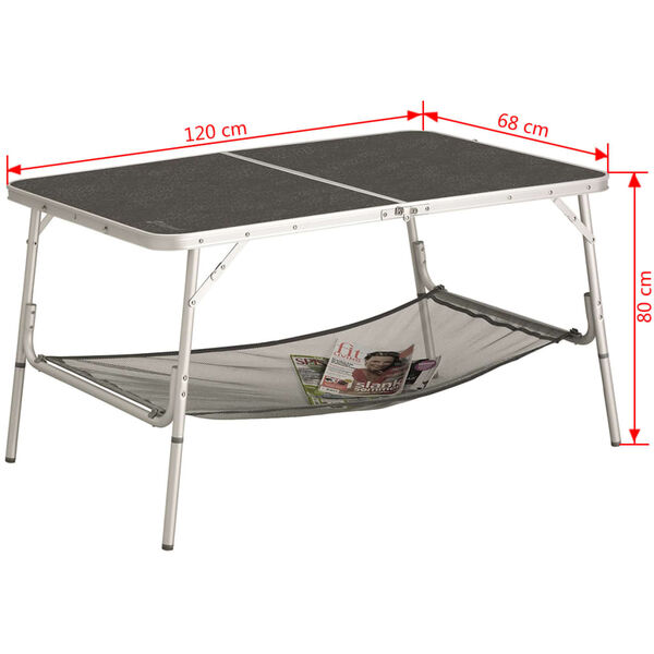 Outwell Table pliable Toronto avec &eacute;tag&egrave;re &agrave; maille 120x68x80cm 530055
