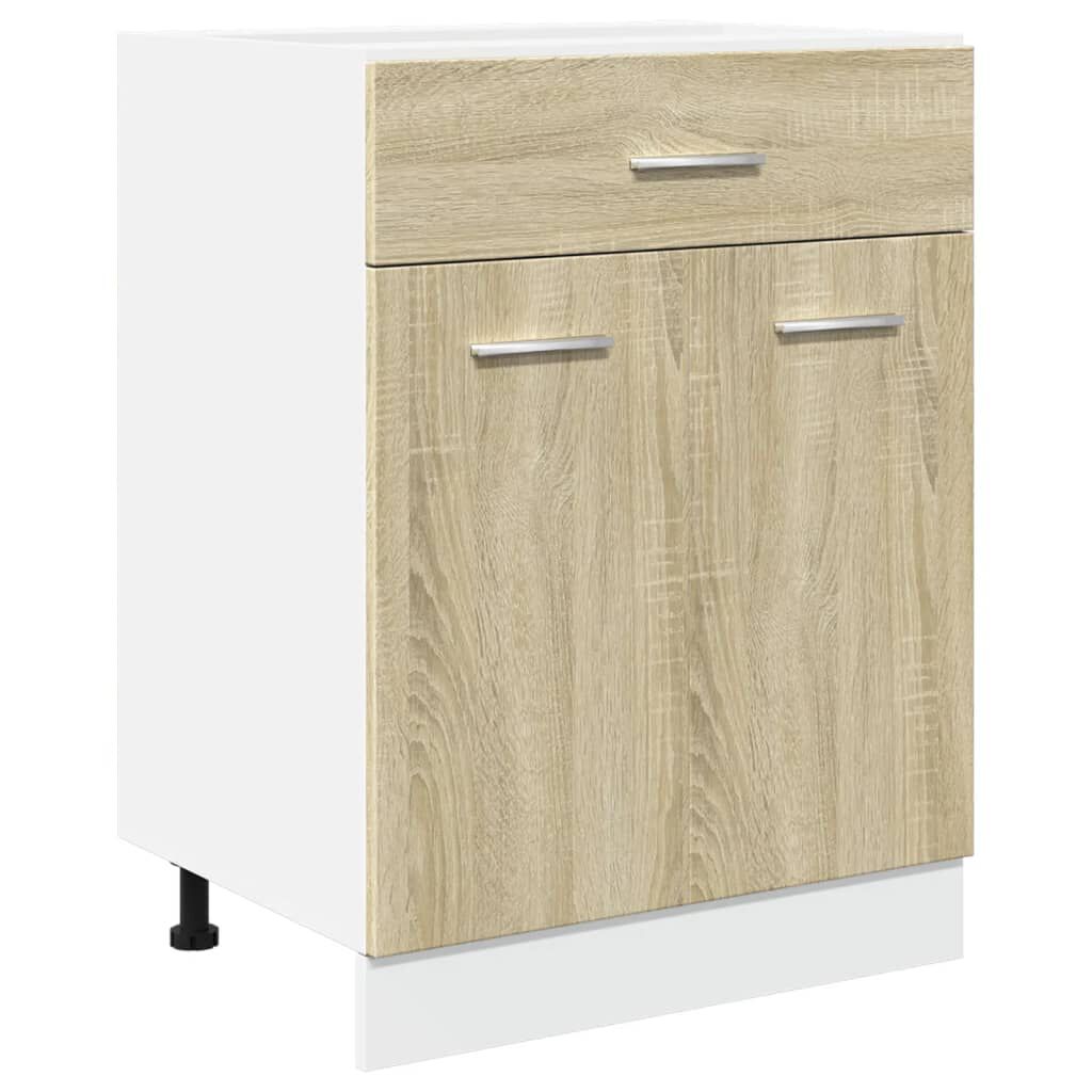 Meuble Bas De Cuisine Blanc 60x46x81,5 Cm - 2 Portes, 2 étagères, En Bois D'ingénierie, Rangement Pratique - 10