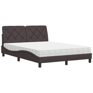 vidaXL Lit avec matelas marron fonc&eacute; 120x200 cm tissu