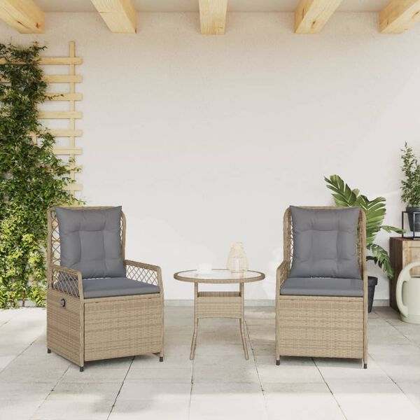 vidaXL Chaises inclinables de jardin lot de 2 beige résine tressée