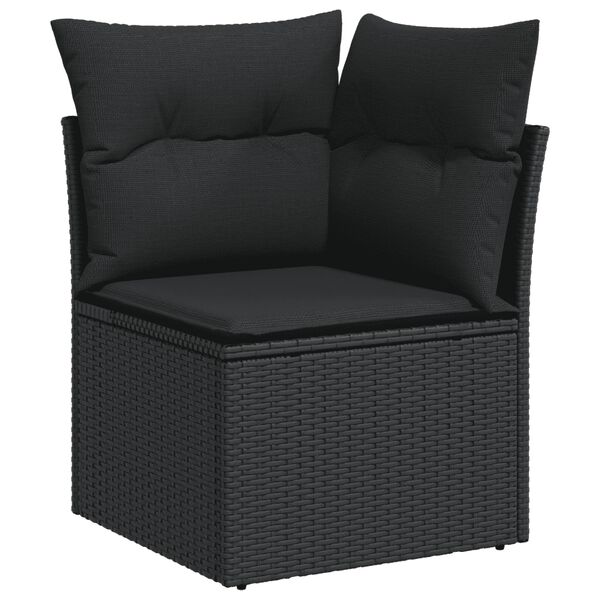 vidaXL Salon de jardin 9 pcs avec coussins noir r&eacute;sine tress&eacute;e