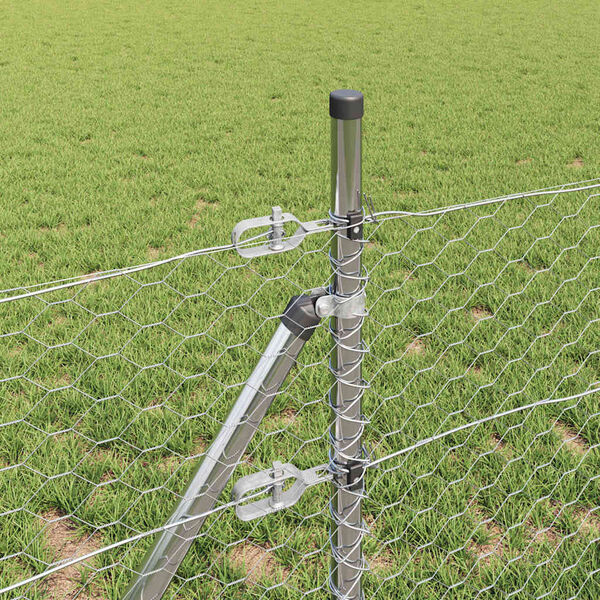 vidaXL Cl&ocirc;ture avec poteaux Argent 0.8 x 10 m Acier recouvert de PVC