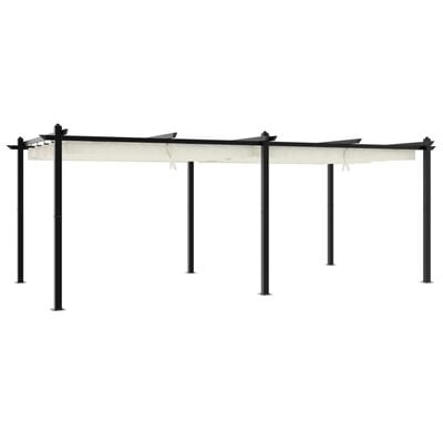 vidaXL Tonnelle de jardin avec toit rétractable crème 3x6 m aluminium