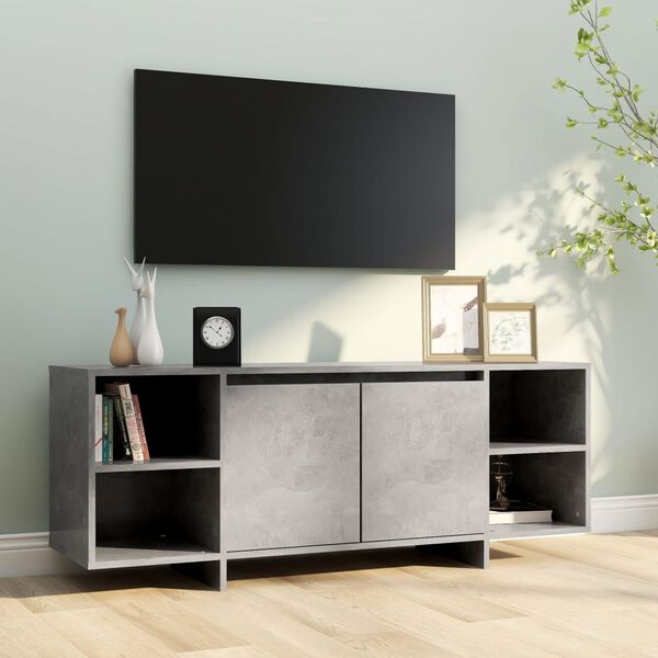 vidaXL Meuble TV Gris b&eacute;ton 130x35x50 cm Bois d'ing&eacute;nierie