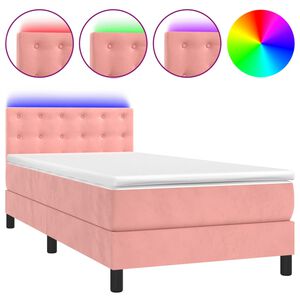 vidaXL Sommier &agrave; lattes de lit avec matelas et LED Rose 100x200 cm