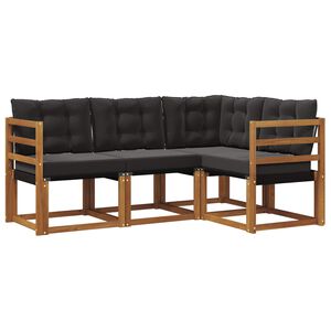 vidaXL Ensemble de canap&eacute;s d'ext&eacute;rieur 4 pcs Naturel et Noir