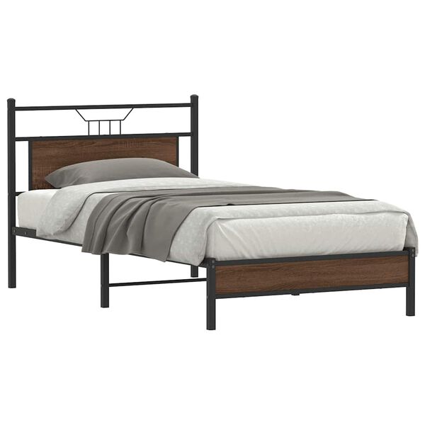 vidaXL Cadre de lit sans matelas ch&ecirc;ne marron 107x203 cm